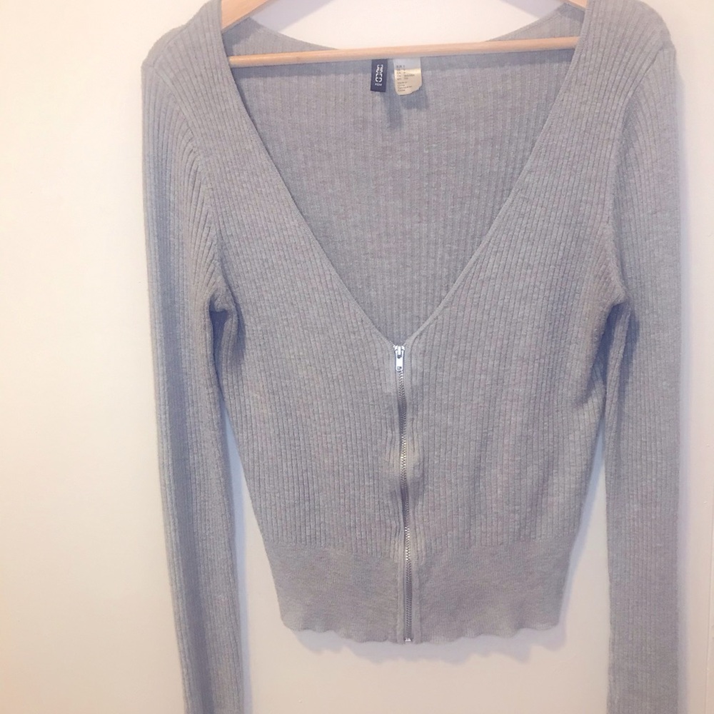 H&M Grey Zip Up Top